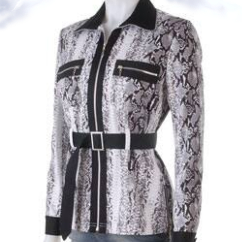 Christine Phillipe Zip Snake Print Jacket